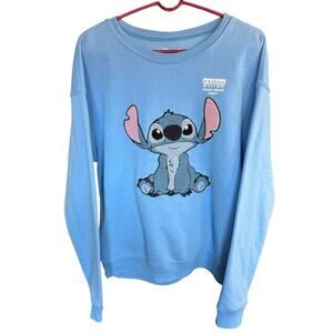 Disney Stitch Embroidered Sweatshirt Fleece Lined XL Blue L/S Whimsical Whimsy